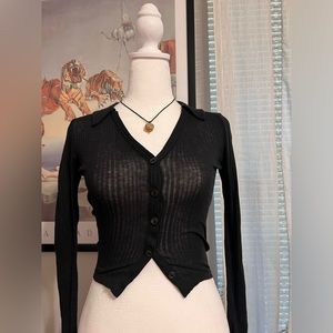 Madewell Variegated Rib V-Neck Polo Shirt